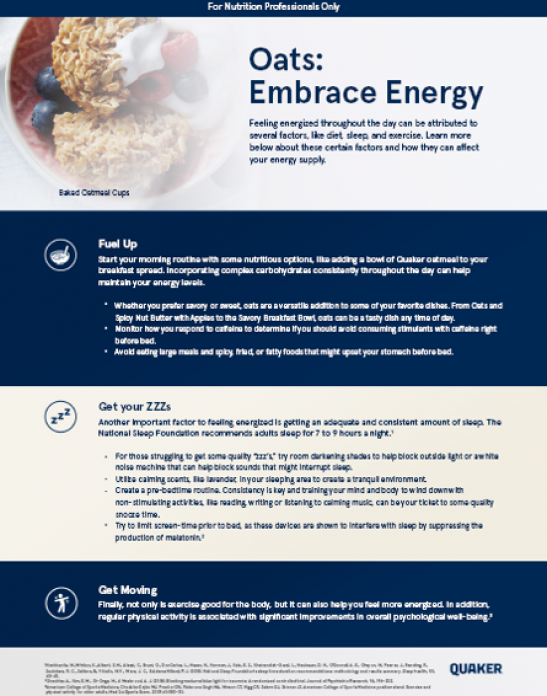 Oats: Embrace Energy Quaker infographic cover